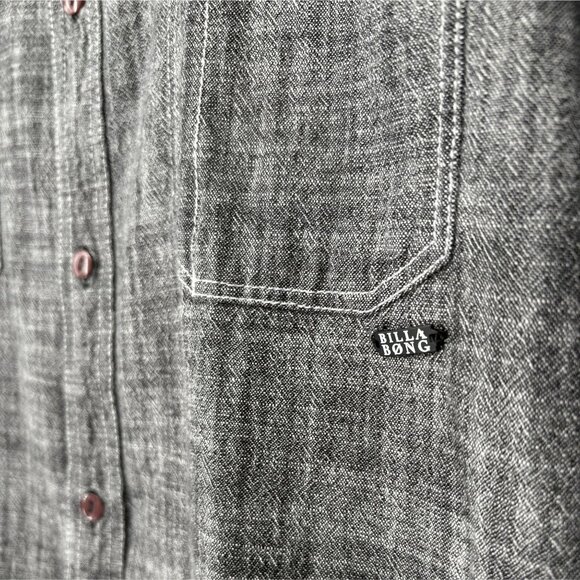 Billabong Men's Long Sleeve Button-Up Shirt XL Gray 100% Cotton Casual - Picture 3 of 9